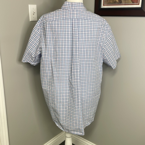 RALPH LAUREN Big Mens Cotton Plaid Shirt Short Sleeve Size XXL Pink Blue - Picture 4 of 6